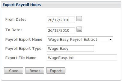 Export Payroll Hours